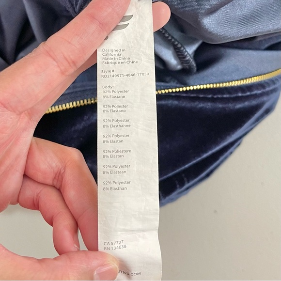 Fabletics Women's Navy Blue Velour Wide-Leg  Zip Front Jumpsuit Large Casual - Picture 5 of 14